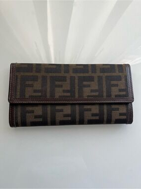 FENDI ZUCCA VINTAGE LONG TRIFOLD WALLET